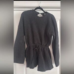 Women's Grey Knit Sweater Romper
